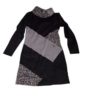 Neon Buddha Black and Gray Asymmetrical Cowl Neck Dress NWT
